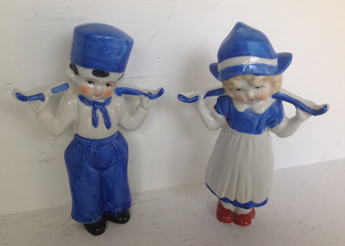 Vintage 1930s 1940s Ceramic Dutch Boy and Girl Figurines Etsy