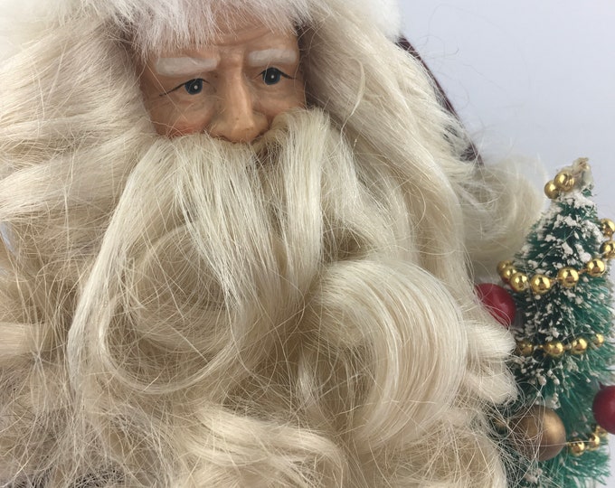 Tree Topper, Santa, Vintage Christmas, 13, Burgundy, Santa Tree Topper