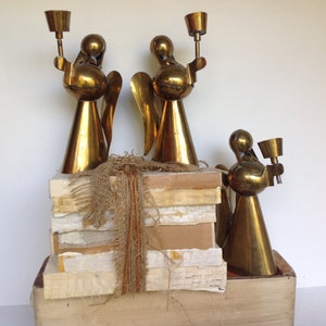 Candle Holder, Brass Angel, Angel Candle Holder, Set of 3, Brass, Vintage, 1960s, Brass Candleholder, Christmas, Christmas Angel, Home Decor