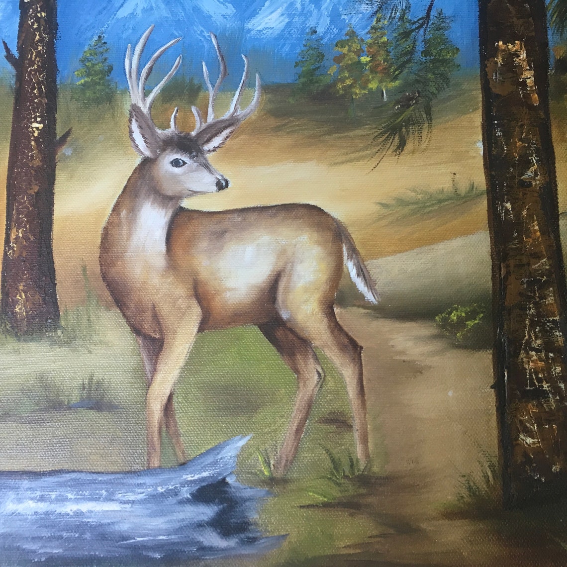 Deer Picture Deer Painting Hand Painted Deer Deer Art | Etsy