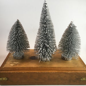 Bottle Brush Trees, Vintage Christmas, Set/3, Silver, Bottle Brush Tree, Christmas Trees, Christmas Village, Vintage, Putz Houses