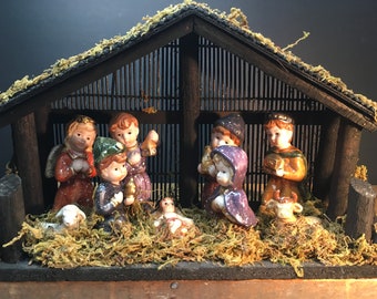 Vintage Nativity, Nativity Scene, 1970s Christmas, Creche, Christmas Nativity, Wooden Nativity, Nativity, Christmas, Holy Family