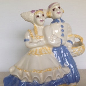 Vintage, Planter, Dutch Couple, 1940s, Vintage Planter, Boy and Girl, Vase, Ceramic, Vintage Dutch People, Vintage Ceramic