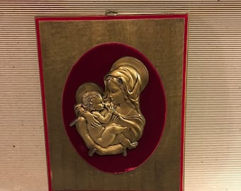 Vintage Wall Decor, Virgin Mary, Madonna, Religious Picture, 1940s, Catholic, Mary & Baby Jesus, Religious, Retro Religious, Vintage Madonna