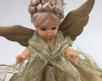 Vintage Angel, Vintage Christmas, 1950s, Angel, 10", Gold, Christmas Angel, Christmas Doll, Tree Topper, Christmas, Christmas Topper