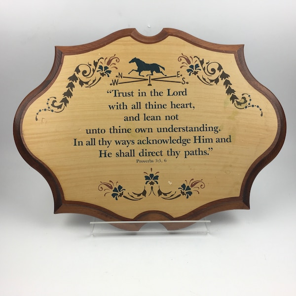 Scripture Plaque, Plaque, 1980s,"Trust in the Lord", Proverbs 3:5, Scripture Verse, Christian Home Decor, Religious, Bible Verse Plaque