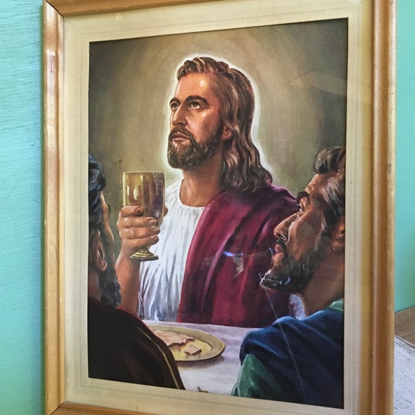 Jesus, Vintage Jesus, 1966, The Last Supper, Vintage Christian, Vintage Art Print, Vintage Lithograph, Religious Print, Christian Print