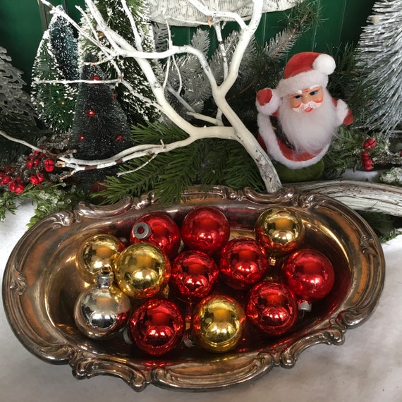 Vintage Christmas, Christmas Ornaments, 1950s, Christmas,set/12. Red &  Gold, Shiny Brite, Vintage Ornaments, Ornaments, Tree Decor,ornament 