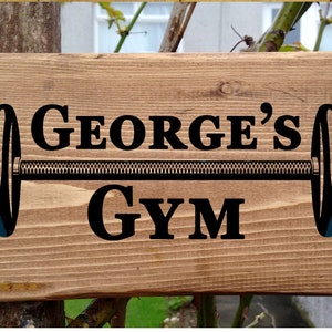 PERSONALISED Gym Name Door Sign Fitness Workout Training Plaque Wood Fun Gift.