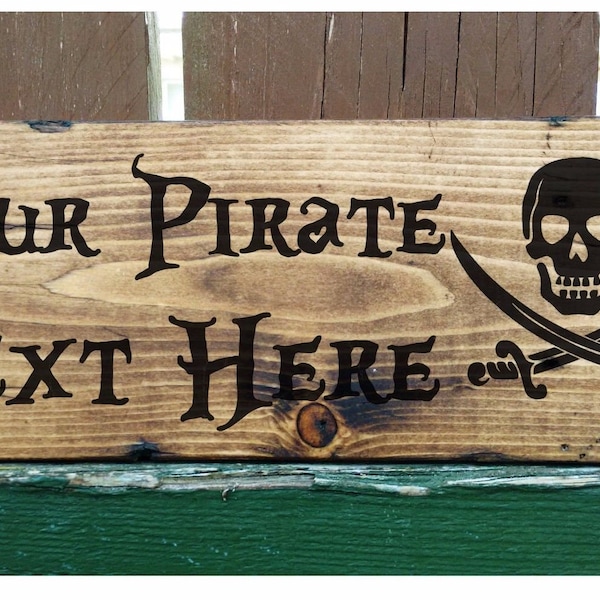 Personalised Pirate Sign Skull Crossbones Plaque Plate Caribbean