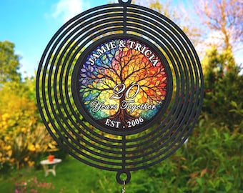 Personalised Wedding Anniversary Gift | Crystal Suncatcher Wind Spinner | Couple Garden Gift