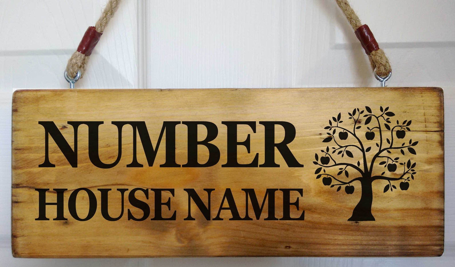 Personalised Wooden House Apple Tree Name Plaque Signs Solid Etsy UK