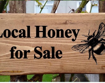 Handmade Honey For Sale Wooden Sign - Great Gift for Beekeeping Hobbyists and Farmers