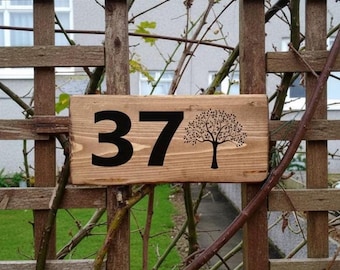 Personalised Tree Signs Wooden House Name Plaque Door Signs Solid wood Porch Conservatory