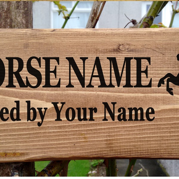 Personalised Stable Door Horse Sign Name Plate Barn Plaque Wood Pony