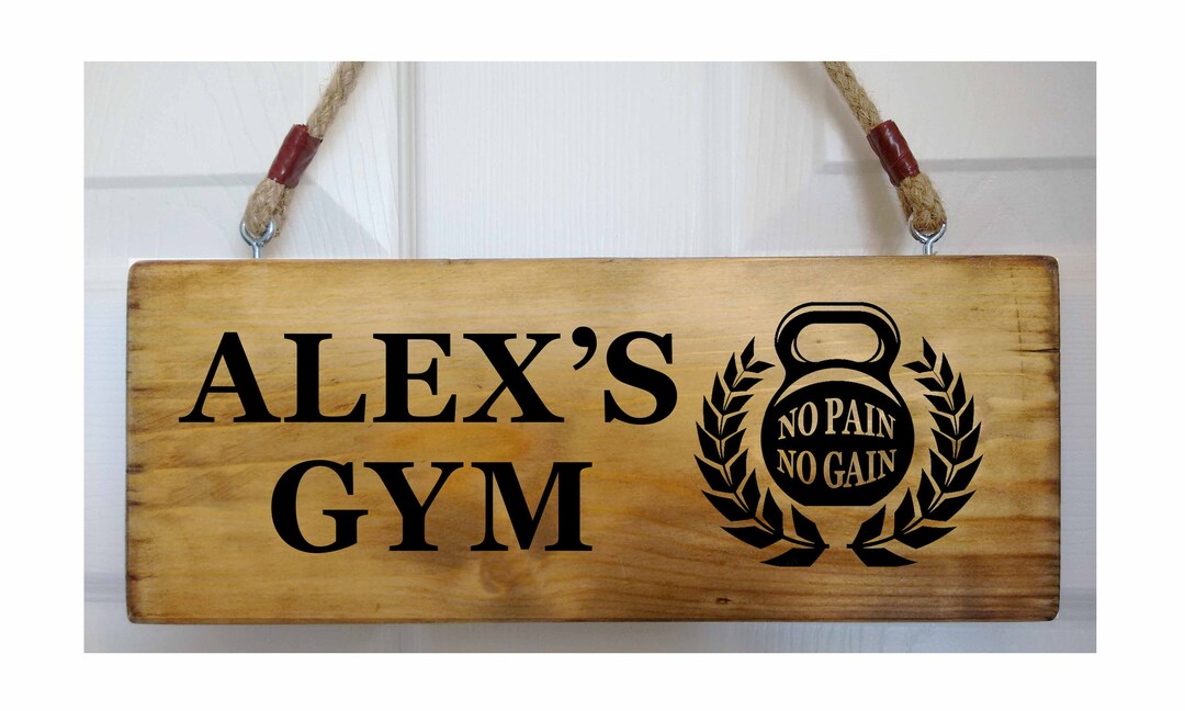 Personalised Gym Sign, No Pain No Gain Wall Sign, Custom Kettlebell ...