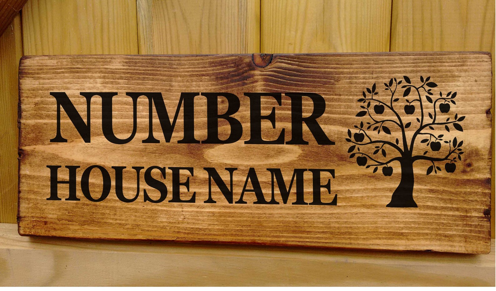 Personalised Wooden House Apple Tree Name Plaque Signs Solid Etsy UK