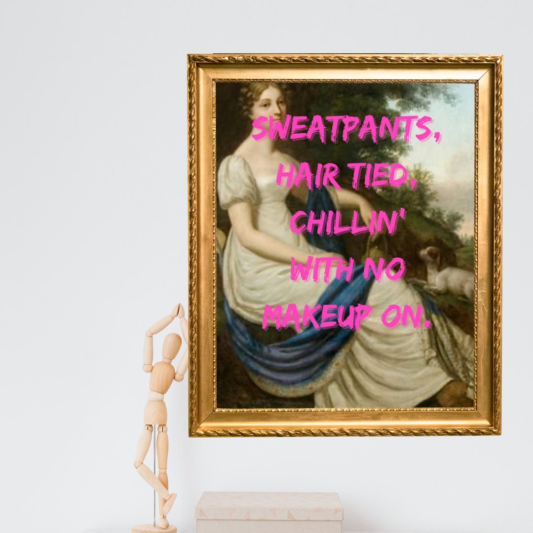 Sweatpants Hair Tied Chillin With No Makeup on Digital Wall Art Drake