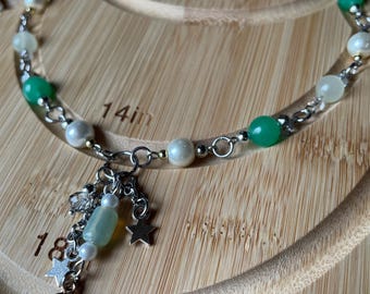 Handmade Mint Ghost Necklace | Pastel Goth Star Dangle Choker