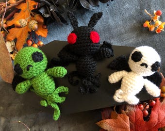 Crochet Cryptid Plushie: Handmade Gothic Amigurumi Toy, Halloween Decor