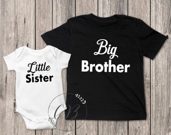 Chemises de frères et sœurs, grand frère, petit frère, grande sœur, petite sœur, grande chemise moyenne assortie, annonce de grossesse