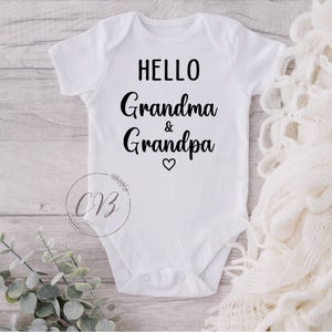 Hello Grandma and Grandpa, Hello Grandma, Hello Grandpa Onesie®, Pregnancy Announcement for Grandparents Onesie®, Pregnancy Reveal