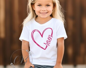 7th Birthday Heart Shirt, 7th Birthday Tee, Birthday Girl  #025