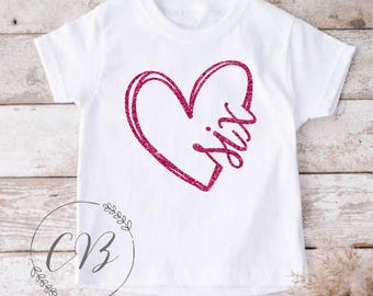 6th Birthday T-shirt, Sixth Birthday tee, 6 Six (#025)