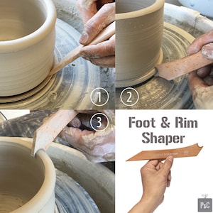 Pottery FOOT & RIM Shaper with Trimmer, Shape Trim Slicing Bottom of Pot, Wheel Throwing Clay Tools, Ceramic bowls cups vases cylinder foot