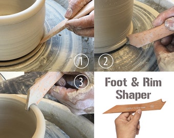Pottery FOOT & RIM Shaper with Trimmer, Shape Trim Slicing Bottom of Pot, Wheel Throwing Clay Tools, Ceramic bowls cups vases cylinder foot