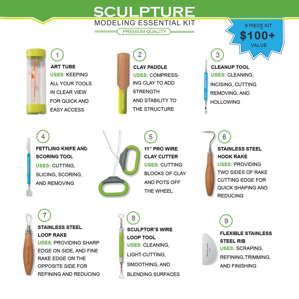 9 SCULPTURE MODELING Tools Kit Quality Sculpting and Modeling Etsy