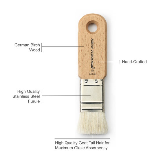 3-brush Set/ Short Cut Goat Tail Brush Set, Xiem Short Cut Glaze Brushes,  Pottery Glaze Underglazes Brushes, Mod Podge Brush 