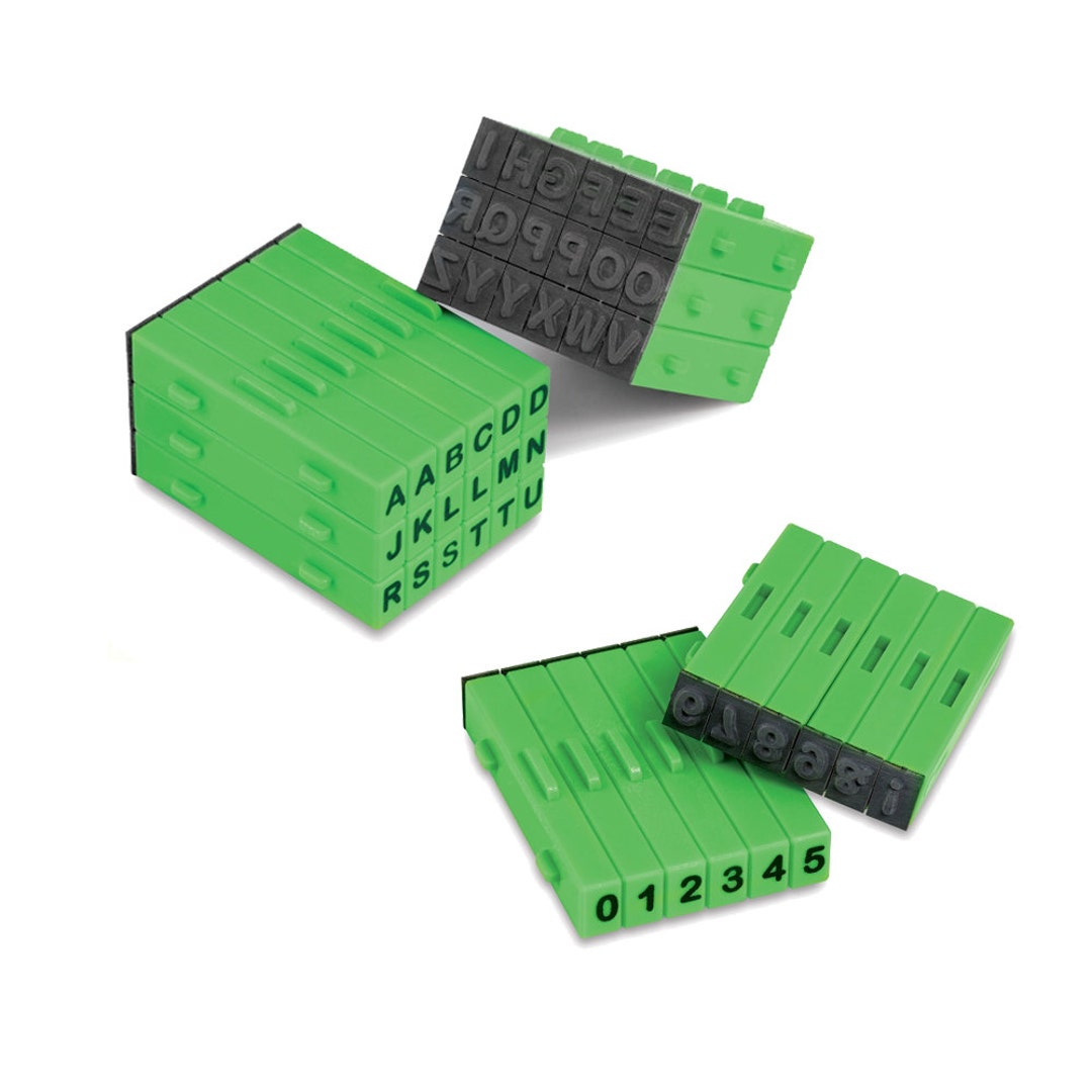 Attachable Letters Stamp Set, Inline Alphabet and Numbers, Pottery