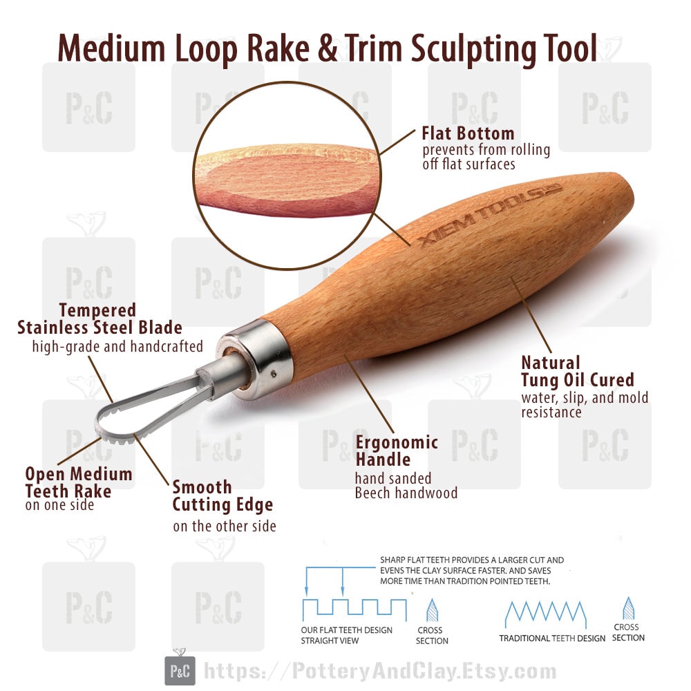 Shaping - Set/ Loop and Sculpting Carving 04/05 Pottery Tools Etsy Sculpture PRO PSR Refining Rake 2 Trim Tool, Clay Serrated Teeth Sculpting Forms