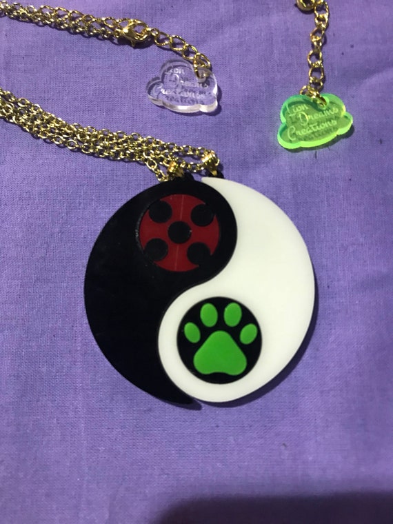 Ladybug And Chat Noir Friendship Or Couple Necklace Yin Yang Style