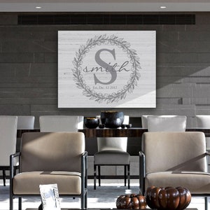 Family Monogram Canvas - Last Name Sign - New House Gift  - Personalized Last Name Sign - Year Established Sign - Initial Sign