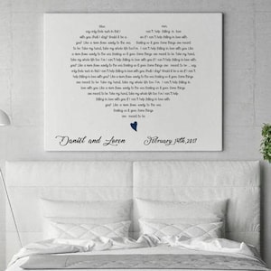 Song Lyrics on Canvas - Valentine day gift - Heart Shaped Lyrics - Song Lyrics Canvas Art - Large Canvas - 1st Anniversary Gift