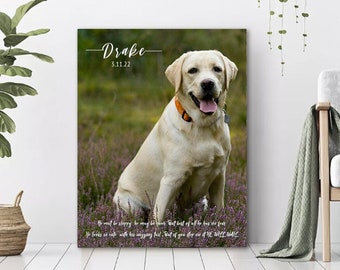 Tela commemorativa per cani personalizzata - Regalo commemorativo per animali domestici - Ritratto per animali domestici - Foto commemorativa per gatti - Regalo per la mamma del cane - Regalo per simpatia per animali domestici - Regalo per la perdita dell'animale domestico
