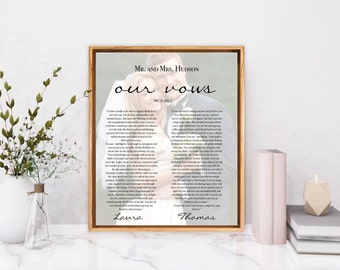 I nostri voti Stampa su tela con cornice personalizzata Voti personalizzati - Regalo di anniversario per la moglie - Voti nuziali incorniciati - Voti per lui e per lei