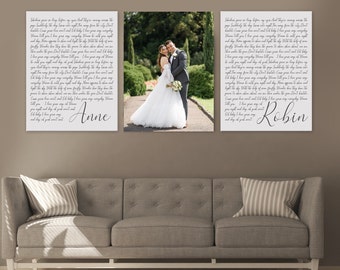I nostri voti tela personalizzata - Voti su tela per lui e per lei - Set di 3 tele - Stampa personalizzata per il regalo del 1° anniversario - Voti nuziali
