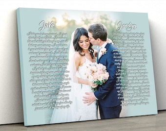 Voti nuziali su tela - regalo per il 1° anniversario di matrimonio - Voti nuziali arte - Voti nuziali ricordo - Voti stampa su tela - regalo per il 1° anniversario
