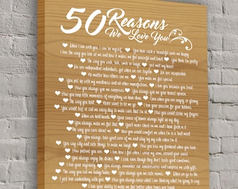 50 motivi per cui ti amiamo - 60 motivi su tela - regalo per il 50° compleanno - regalo per il 60° compleanno - regalo per il 50° compleanno - regalo di compleanno personalizzato