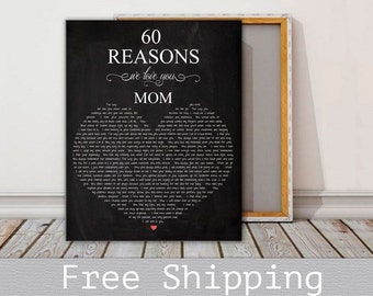 60 motivi per cui ti amiamo - Regalo per la mamma - Regalo per il 60 ° compleanno - Regali per il 50 ° compleanno - 60 motivi Per l'arte della tela - Regalo di compleanno 60