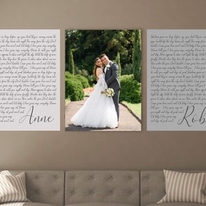 Our Vows Custom Framed Wedding Print - Wedding Vows Canvas - Vows Art - Personalized vows canvas - His and Hers vows -  Set of 3 canvases