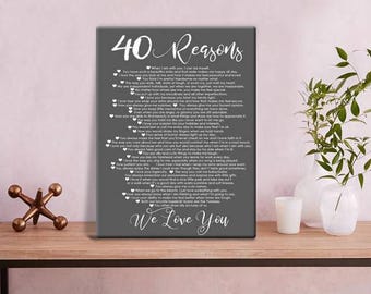 60 motivi per cui ti amiamo - Regalo per il 60° compleanno - Tela 60 motivi - Regalo per il 50° compleanno - Regalo di compleanno personalizzato