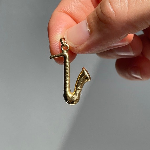 Vintage 14k Yellow Gold Saxophone Charm - image 1