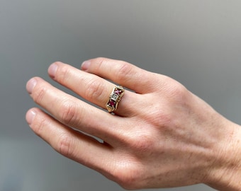 Vintage Simulated Ruby and Diamond Bow Ring