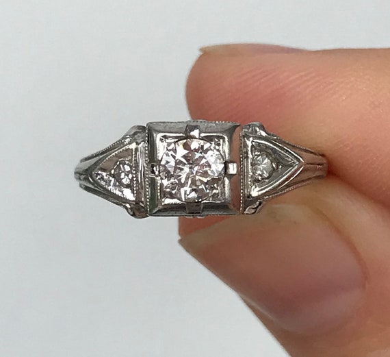 Mid Century Diamond Engagement Ring