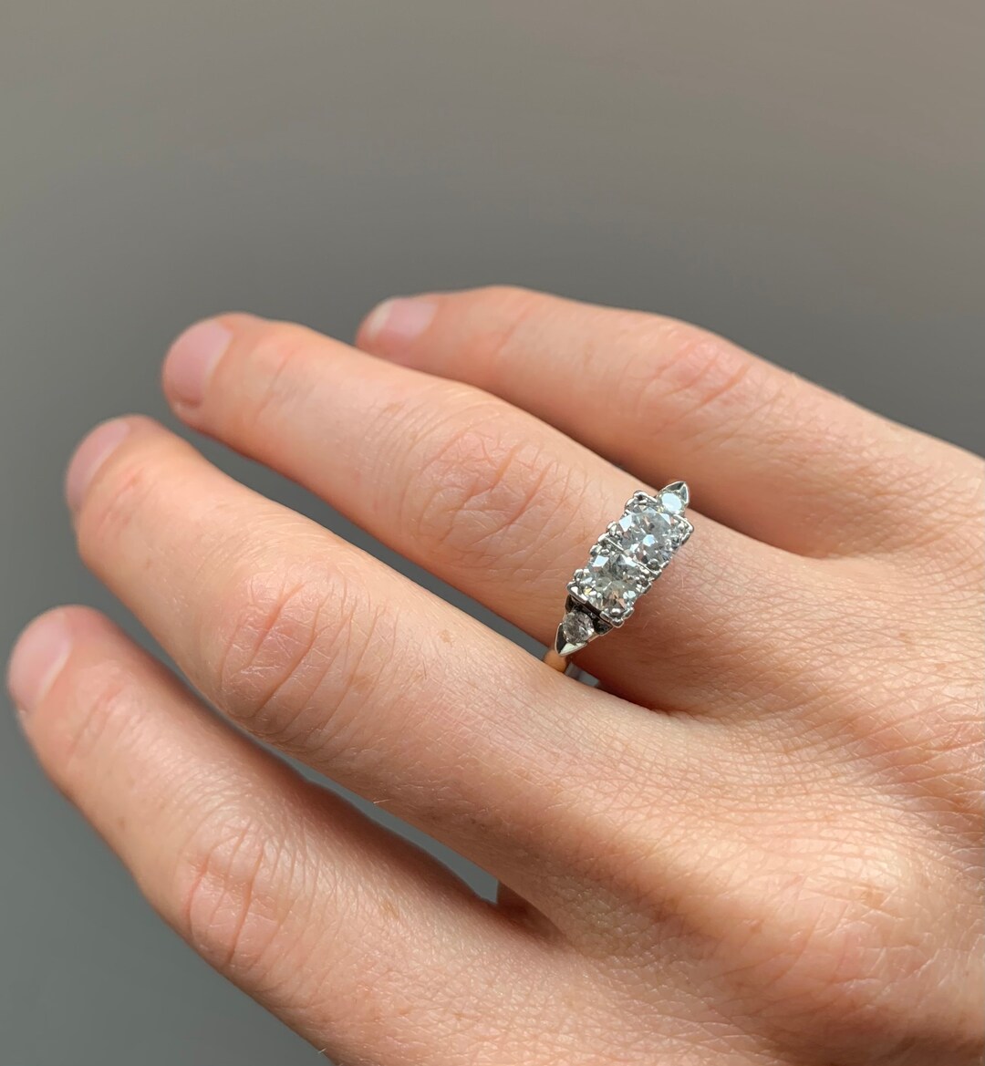 Vintage .60 Carat Diamond Engagement Ring: 18k Yellow & 14k White Gold ...