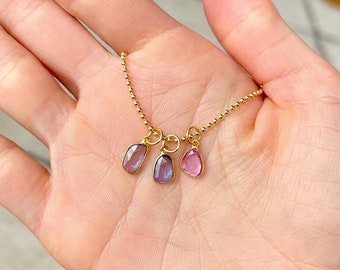 Rosecut Sapphire Pendants Bezel Set in 18k Gold (No Chain included)